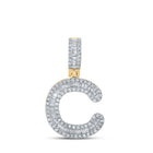 10kt Yellow Gold Baguette and Round Diamond Initial Pendant for Men - 1/2 Cttw product  Top View from Splendid Jewellery