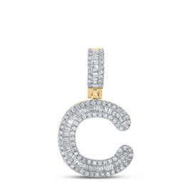 10kt Yellow Gold Baguette and Round Diamond Initial Pendant for Men - 1/2 Cttw product  Top View from Splendid Jewellery