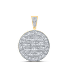 Load image into Gallery viewer, 10kt Yellow Gold Men&#39;s Baguette and Round Diamond Circle Charm Pendant - 2 Cttw Top view from the 10Kt Yellow Gold Mens Baguette Diamond Circle Charm Pendant 2 Cttwpin217528 collection by Splendid Jewellery