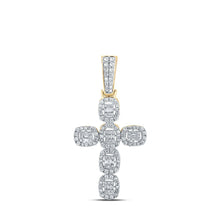Load image into Gallery viewer, 10kt Yellow Gold Baguette and Round Diamond Cross Pendant - 1-1/3 Cttw Top view from the 10Kt Yellow Gold Mens Baguette Diamond Cross Charm Pendant 1 1 3 Cttwpin289132 collection by Splendid Jewellery