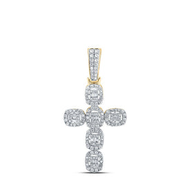 10kt Yellow Gold Baguette and Round Diamond Cross Pendant - 1-1/3 Cttw Top view from the 10Kt Yellow Gold Mens Baguette Diamond Cross Charm Pendant 1 1 3 Cttwpin289132 collection by Splendid Jewellery