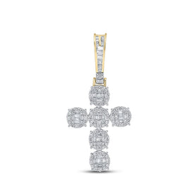 10kt Yellow Gold Baguette and Round Diamond Cross Pendant - 1-3/4 Cttw Top view from the 10Kt Yellow Gold Mens Baguette Diamond Cross Charm Pendant 1 3 4 Cttwpin289454 collection by Splendid Jewellery