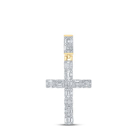 10kt Yellow Gold Baguette and Round Diamond Cross Pendant - 1-3/4 Cttw Top view from the 10Kt Yellow Gold Mens Baguette Diamond Cross Charm Pendant 1 3 4 Cttwpin215293 collection by Splendid Jewellery