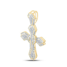 Load image into Gallery viewer, Splendid Jewellery 10kt Yellow Gold Baguette and Round Diamond Cross Pendant - 1-5/8 Cttw Side view from the 10Kt Yellow Gold Mens Baguette Diamond Cross Charm Pendant 1 5 8 Cttwpin289478 collection by Splendid Jewellery