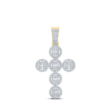 Load image into Gallery viewer, 10kt Yellow Gold Baguette and Round Diamond Cross Pendant - 1-5/8 Cttw Top view from the 10Kt Yellow Gold Mens Baguette Diamond Cross Charm Pendant 1 5 8 Cttwpin289134 collection by Splendid Jewellery