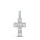 10kt Yellow Gold Baguette and Round Diamond Cross Pendant - 1-7/8 Cttw Top view from the 10Kt Yellow Gold Mens Baguette Diamond Cross Charm Pendant 1 7 8 Cttwpin284513 collection by Splendid Jewellery