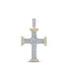 10kt Yellow Gold Men's Baguette and Round Diamond Cross Pendant - 1-7/8 Cttw Top view from the 10Kt Yellow Gold Mens Baguette Diamond Cross Charm Pendant 1 7 8 Cttwpin211007 collection by Splendid Jewellery