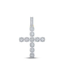 Load image into Gallery viewer, 10kt Yellow Gold Mens Baguette and Round Diamond Cross Pendant - 1-7/8 Cttw Top view from the 10Kt Yellow Gold Mens Baguette Diamond Cross Charm Pendant 1 7 8 Cttwpin286961 collection by Splendid Jewellery