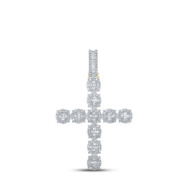 10kt Yellow Gold Mens Baguette and Round Diamond Cross Pendant - 1-7/8 Cttw Top view from the 10Kt Yellow Gold Mens Baguette Diamond Cross Charm Pendant 1 7 8 Cttwpin286961 collection by Splendid Jewellery