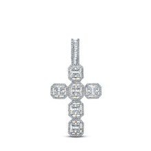 Load image into Gallery viewer, 10kt Yellow Gold Baguette and Round Diamond Cross Pendant - 1 Cttw Top view from the 10Kt Yellow Gold Mens Baguette Diamond Cross Charm Pendant 1 Cttwpin286968 collection by Splendid Jewellery