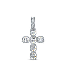 10kt Yellow Gold Baguette and Round Diamond Cross Pendant - 1 Cttw Top view from the 10Kt Yellow Gold Mens Baguette Diamond Cross Charm Pendant 1 Cttwpin286968 collection by Splendid Jewellery