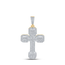 Load image into Gallery viewer, 10kt Yellow Gold Baguette and Princess Diamond Cross Pendant for Men - 2-3/4 Cttw Top view from the 10Kt Yellow Gold Mens Baguette Diamond Cross Charm Pendant 2 3 4 Cttwpin215262 collection by Splendid Jewellery
