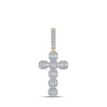 Load image into Gallery viewer, 10kt Yellow Gold Baguette and Round Diamond Cross Pendant - 2 Cttw Top view from the 10Kt Yellow Gold Mens Baguette Diamond Cross Charm Pendant 2 Cttwpin215291 collection by Splendid Jewellery