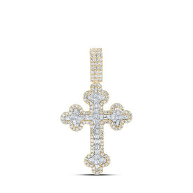 10kt Yellow Gold Baguette and Round Diamond Cross Pendant - 2 Ct.t.w. Top view from the 10Kt Yellow Gold Mens Baguette Diamond Cross Charm Pendant 2 Cttwpin216313 collection by Splendid Jewellery