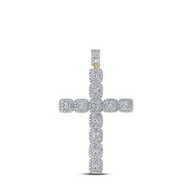 10kt Yellow Gold Baguette and Round Diamond Cross Pendant - 3-1/3 Cttw Top view from the 10Kt Yellow Gold Mens Baguette Diamond Cross Charm Pendant 3 3 8 Cttwpin215739 collection by Splendid Jewellery