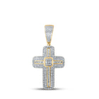 10kt Yellow Gold Men's Baguette Diamond Cross Charm Pendant - 5/8 Cttw - Splendid Jewellery Top view from the 10Kt Yellow Gold Mens Baguette Diamond Cross Charm Pendant 5 8 Cttwpin286934 collection by Splendid Jewellery