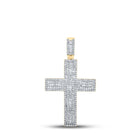 10kt Yellow Gold Baguette and Round Diamond Cross Pendant - 7/8 Ct.t.w. Top view from the 10Kt Yellow Gold Mens Baguette Diamond Cross Charm Pendant 7 8 Cttwpin286937 collection by Splendid Jewellery