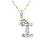 10kt Yellow Gold Mens Baguette Diamond Crown I Letter Charm Pendant Top view from the 10Kt Yellow Gold Mens Baguette Diamond Crown I Letter Charm Pendant 5 8 Cttwpin284886 collection by Splendid Jewellery