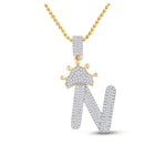10kt Yellow Gold Men's Baguette Diamond Crown N Letter Charm Pendant - 3/4 Cttw - Splendid Jewellery Top view from the 10Kt Yellow Gold Mens Baguette Diamond Crown N Letter Charm Pendant 3 4 Cttwpin284814 collection by Splendid Jewellery
