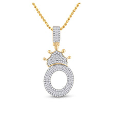 Load image into Gallery viewer, 10kt Yellow Gold Men&#39;s Baguette Diamond Crown O Letter Charm Pendant - 3/4 Cttw Top view from the 10Kt Yellow Gold Mens Baguette Diamond Crown O Letter Charm Pendant 3 4 Cttwpin284818 collection by Splendid Jewellery