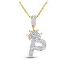 10kt Yellow Gold Men's Baguette Diamond Crown P Letter Charm Pendant - 5/8 Cttw Top view from the 10Kt Yellow Gold Mens Baguette Diamond Crown P Letter Charm Pendant 5 8 Cttwpin284811 collection by Splendid Jewellery