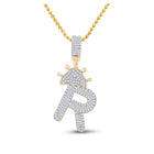 10kt Yellow Gold Men's Baguette Diamond Crown R Letter Charm Pendant 3/4 Cttw - A Majestic Statement Piece Top view from the 10Kt Yellow Gold Mens Baguette Diamond Crown R Letter Charm Pendant 3 4 Cttwpin284819 collection by Splendid Jewellery