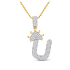 10kt Yellow Gold Men's Baguette Diamond Crown U Letter Charm Pendant 5/8 Cttw Top view from the 10Kt Yellow Gold Mens Baguette Diamond Crown U Letter Charm Pendant 5 8 Cttwpin284832 collection by Splendid Jewellery