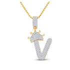 10kt Yellow Gold Men's Baguette Diamond Crown V Letter Charm Pendant - 5/8 Cttw | Splendid Jewellery Top view from the 10Kt Yellow Gold Mens Baguette Diamond Crown V Letter Charm Pendant 5 8 Cttwpin284837 collection by Splendid Jewellery