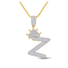 10kt Yellow Gold Men's Baguette Diamond Crown Z Letter Charm Pendant 3/4 Cttw - Exquisite Masculine Elegance Top view from the 10Kt Yellow Gold Mens Baguette Diamond Crown Z Letter Charm Pendant 3 4 Cttwpin284831 collection by Splendid Jewellery