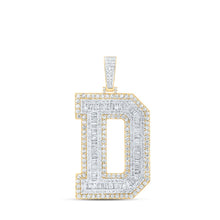 Load image into Gallery viewer, 10kt Yellow Gold Mens Baguette Diamond D Initial Letter Charm Pendant - 6 Cttw Top view from the 10Kt Yellow Gold Mens Baguette Diamond D Initial Letter Charm Pendant 6 Cttwpin216685 collection by Splendid Jewellery