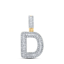 Load image into Gallery viewer, 10kt Yellow Gold Baguette Diamond D Initial Pendant - 1/2 Cttw product  Top View from Splendid Jewellery
