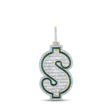 Load image into Gallery viewer, 10kt Yellow Gold Men&#39;s Baguette Diamond Dollar Sign Charm Pendant - 3-5/8 Cttw - Splendid Jewellery Top view from the 10Kt Yellow Gold Mens Baguette Diamond Dollar Sign Charm Pendant 3 5 8 Cttwpin210597 collection by Splendid Jewellery
