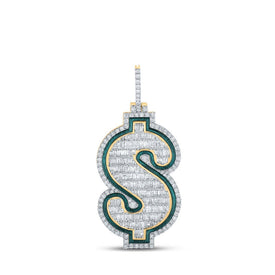 10kt Yellow Gold Men's Baguette Diamond Dollar Sign Charm Pendant - 3-5/8 Cttw - Splendid Jewellery Top view from the 10Kt Yellow Gold Mens Baguette Diamond Dollar Sign Charm Pendant 3 5 8 Cttwpin210597 collection by Splendid Jewellery