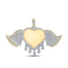 Load image into Gallery viewer, 10kt Yellow Gold Men&#39;s Baguette Diamond Heart Charm Pendant - Dripping Memory of Love - 2-1/2 Cttw Top view from the 10Kt Yellow Gold Mens Baguette Diamond Dripping Memory Heart Charm Pendant 2 1 2 Cttwpin289441 collection by Splendid Jewellery