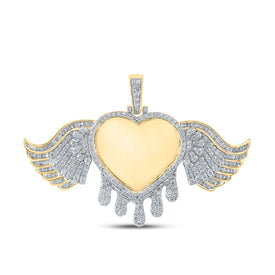 10kt Yellow Gold Men's Baguette Diamond Heart Charm Pendant - Dripping Memory of Love - 2-1/2 Cttw Top view from the 10Kt Yellow Gold Mens Baguette Diamond Dripping Memory Heart Charm Pendant 2 1 2 Cttwpin289441 collection by Splendid Jewellery