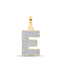 Load image into Gallery viewer, 10kt Yellow Gold Men&#39;s Baguette Diamond E Initial Letter Charm Pendant - 3/4 Cttw Top view from the 10Kt Yellow Gold Mens Baguette Diamond E Initial Letter Charm Pendant 3 4 Cttwpin218398 collection by Splendid Jewellery