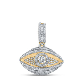 10kt Yellow Gold Baguette and Round Diamond Eye Charm Pendant - 3 Cttw Top view from the 10Kt Yellow Gold Mens Baguette Diamond Eye Charm Pendant 3 Cttwpin217090 collection by Splendid Jewellery
