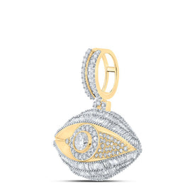 10kt Yellow Gold Baguette and Round Diamond Eye Charm Pendant - 3 Cttw Side view from the 10Kt Yellow Gold Mens Baguette Diamond Eye Charm Pendant 3 Cttwpin217090 collection by Splendid Jewellery