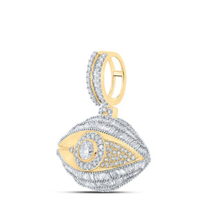 Men's Diamond Charm Pendant | 10kt Yellow Gold Mens Baguette Diamond Eye Charm Pendant 3 Cttw | Splendid Jewellery GND