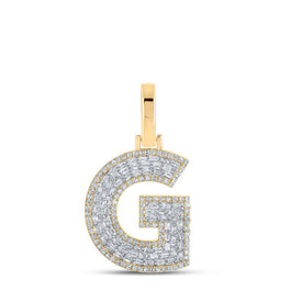 10kt Yellow Gold Mens Baguette Diamond G Initial Letter Charm Pendant 1/2 Cttw Top view from the 10Kt Yellow Gold Mens Baguette Diamond G Initial Letter Charm Pendant 1 2 Cttwpin218393 collection by Splendid Jewellery