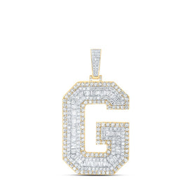 10kt Yellow Gold Baguette Diamond G Initial Charm Pendant - 5-7/8 Cttw Top view from the 10Kt Yellow Gold Mens Baguette Diamond G Initial Letter Charm Pendant 5 7 8 Cttwpin216681 collection by Splendid Jewellery