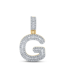 10kt Yellow Gold Men's Baguette Diamond G Initial Pendant 1/2 Cttw | Splendid Jewellery product  Top View from Splendid Jewellery