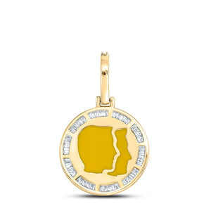 Men's Diamond Charm Pendant | 10kt Yellow Gold Mens Baguette Diamond Gemini Sign Charm Pendant 1/2 Cttw | Splendid Jewellery GND