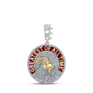 Men's Diamond Charm Pendant | 10kt Yellow Gold Mens Baguette Diamond GOAT Charm Pendant 1-7/8 Cttw | Splendid Jewellery GND