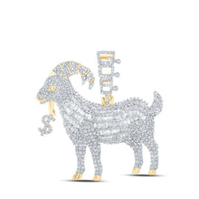 Load image into Gallery viewer, 10kt Yellow Gold Baguette and Round Diamond Goat Dollar Sign Charm Pendant - 3-1/3 Cttw Top view from the 10Kt Yellow Gold Mens Baguette Diamond Goat Dollar Sign Charm Pendant 3 1 3 Cttwpin289363 collection by Splendid Jewellery