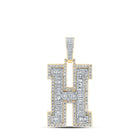 10kt Yellow Gold Men's Baguette Diamond H Initial Letter Charm Pendant - 3 Cttw Top view from the 10Kt Yellow Gold Mens Baguette Diamond H Initial Letter Charm Pendant 3 Cttwpin232759 collection by Splendid Jewellery