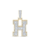 10kt Yellow Gold Baguette Diamond Initial Charm Pendant for Men - 5/8 Cttw Top view from the 10Kt Yellow Gold Mens Baguette Diamond H Initial Letter Charm Pendant 5 8 Cttwpin216985 collection by Splendid Jewellery