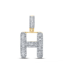 Load image into Gallery viewer, 10kt Yellow Gold Baguette Diamond H Initial Pendant - Men&#39;s 1/2 Cttw product  Top View from Splendid Jewellery