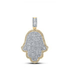 10kt Yellow Gold Men's Baguette Diamond Hamsa Charm Pendant - Luxurious Elegance Top view from the 10Kt Yellow Gold Mens Baguette Diamond Hamsa Charm Pendant 1 1 3 Cttwpin286167 collection by Splendid Jewellery