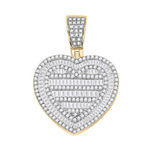 Load image into Gallery viewer, 10kt Yellow Gold Baguette Diamond Heart Charm Pendant - 1-1/3 Cttw Top view from the 10Kt Yellow Gold Mens Baguette Diamond Heart Charm Pendant 1 1 3 Cttwpin283249 collection by Splendid Jewellery